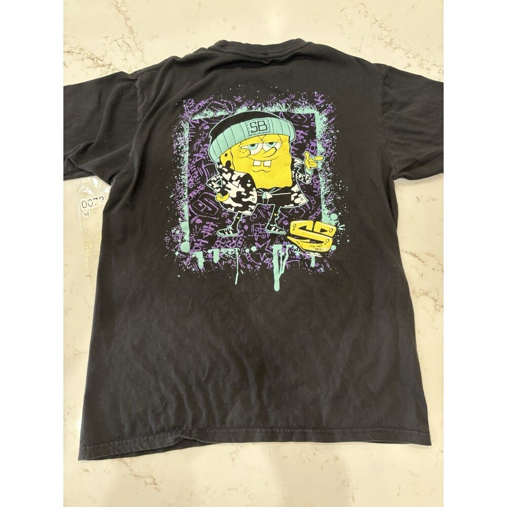 SpongeBob T-Shirt Men Medium Graphic Print Black Nickelodeon